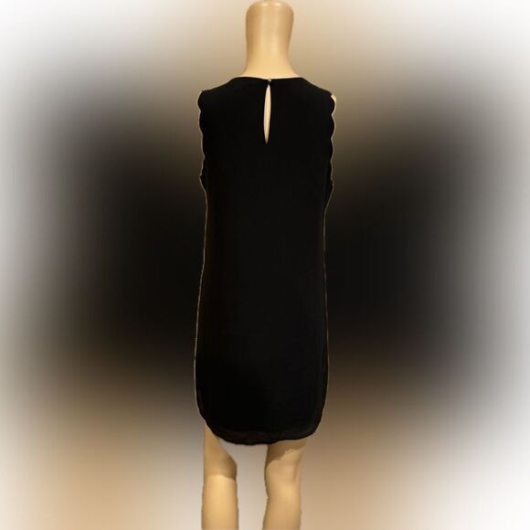 Naked Zebra Scalloped short sleeves  mini  Dress BLK SZ S - Picture 3 of 6